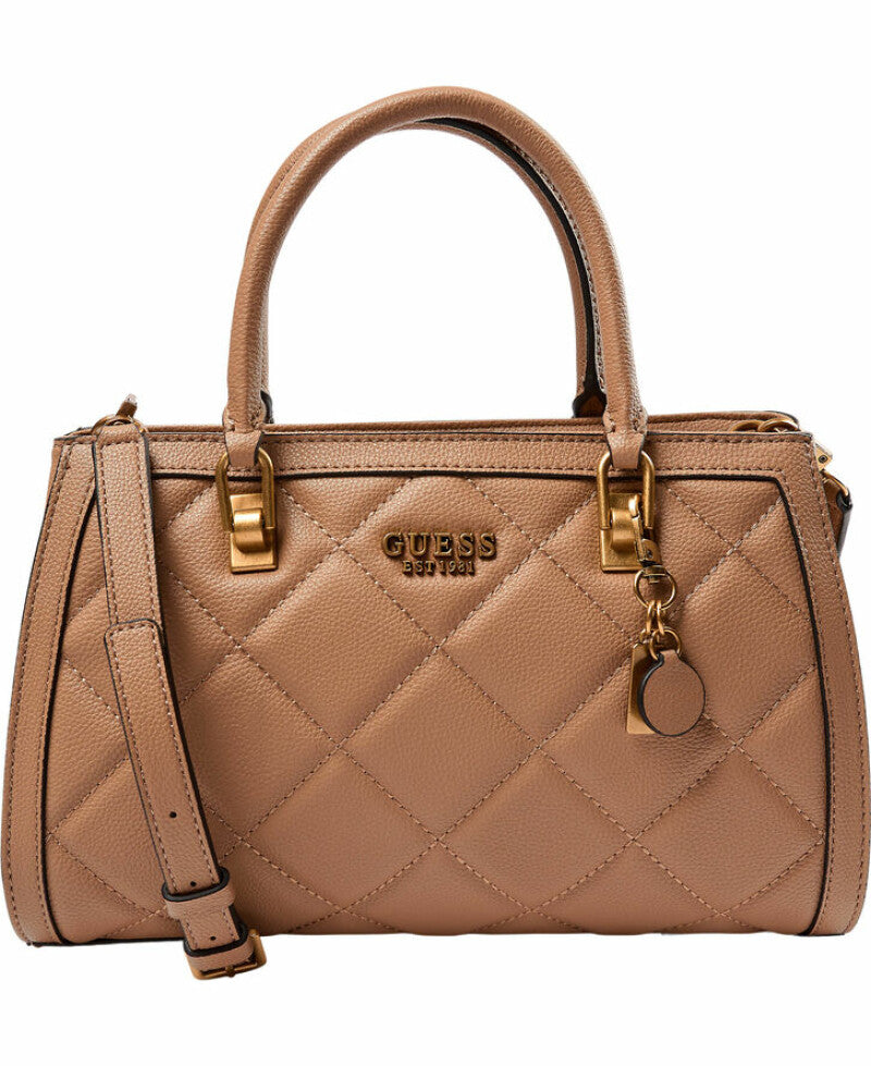 Guess Abey Beige Sac à Main Textile Luxe pour Femme — Sac de Créateur Haut de Gamme