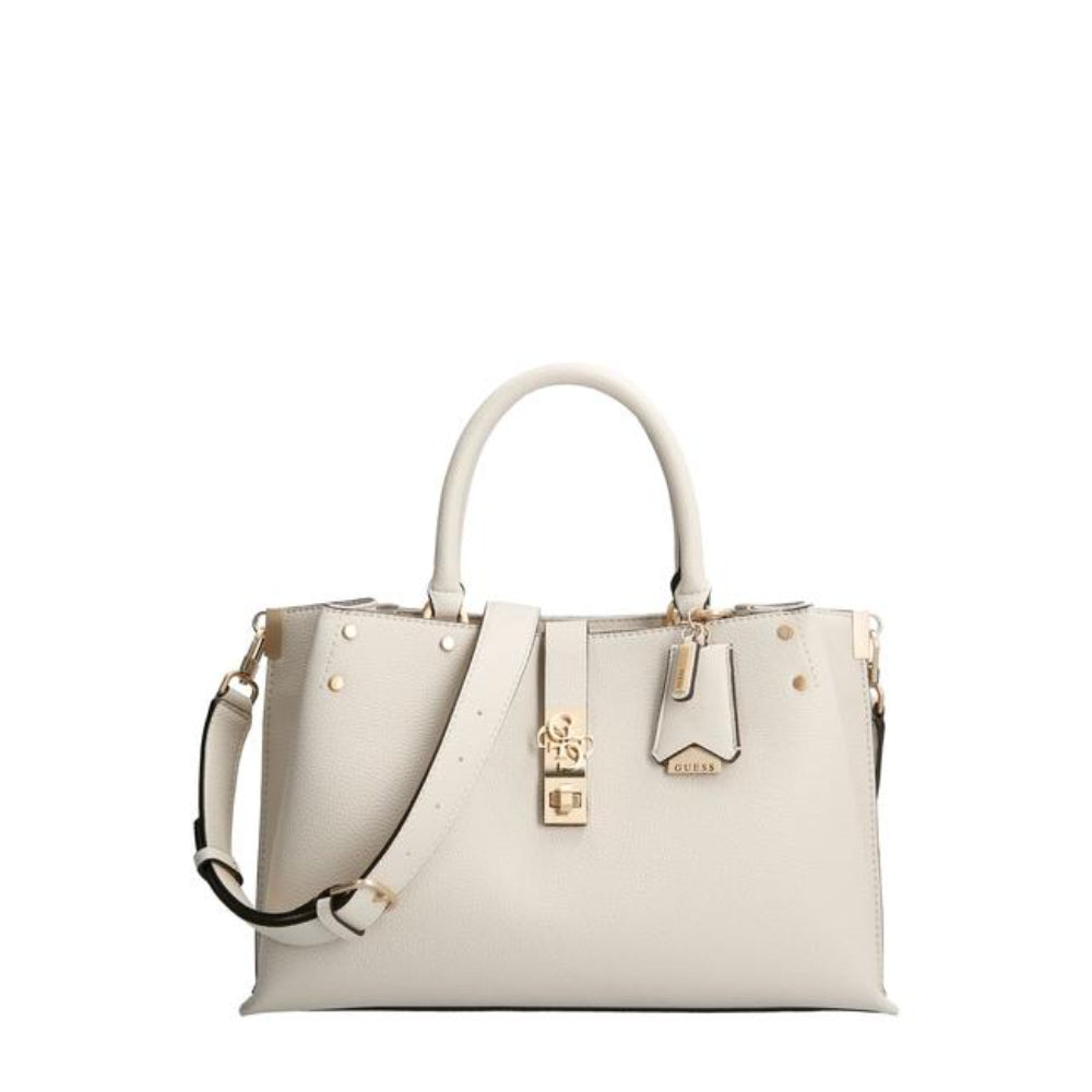 Sac à main Guess Albury blanc en cuir synthétique pour femme — Sac de créateur de luxe (31,5x22x13,5 cm)