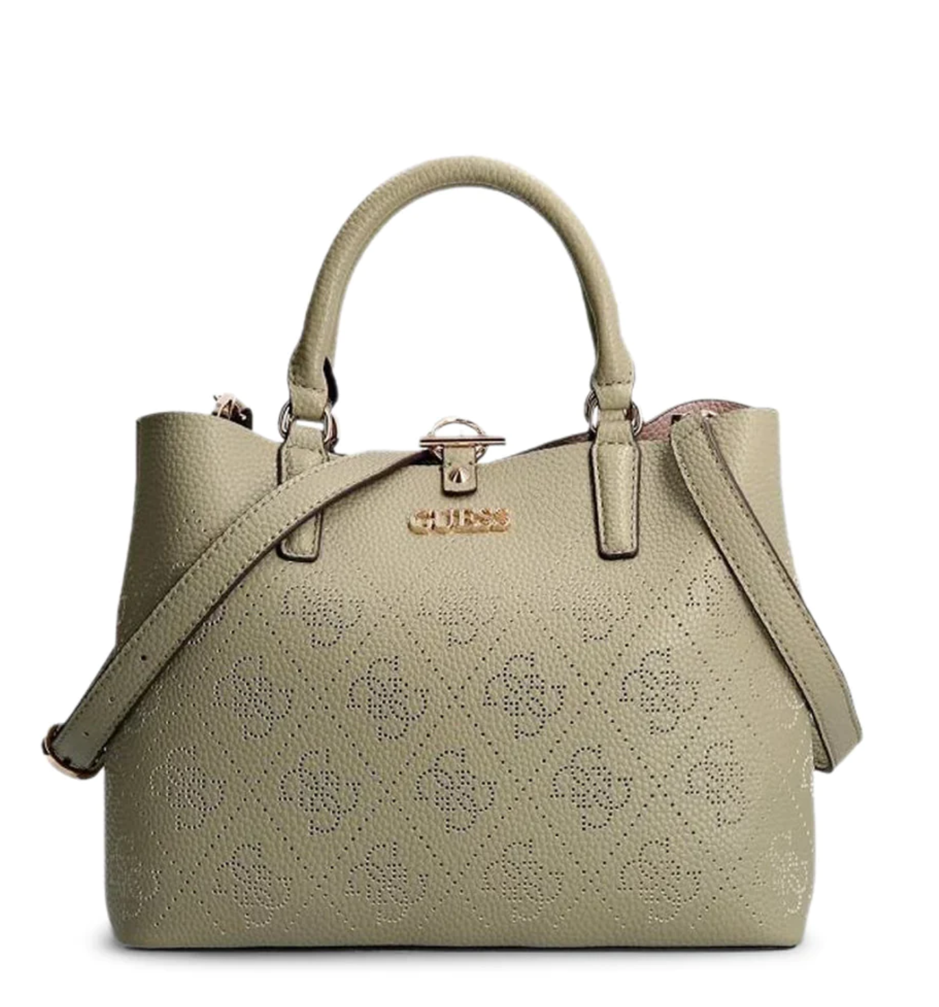 Sac à main Guess Amara 4G Logo en polyuréthane vert pour femme — Grand sac de luxe (29x22x14 cm)