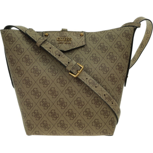 Guess Brenton Olive Sac à main en polyuréthane pour femme — Grand sac de créateur de luxe (36x27x13 cm)