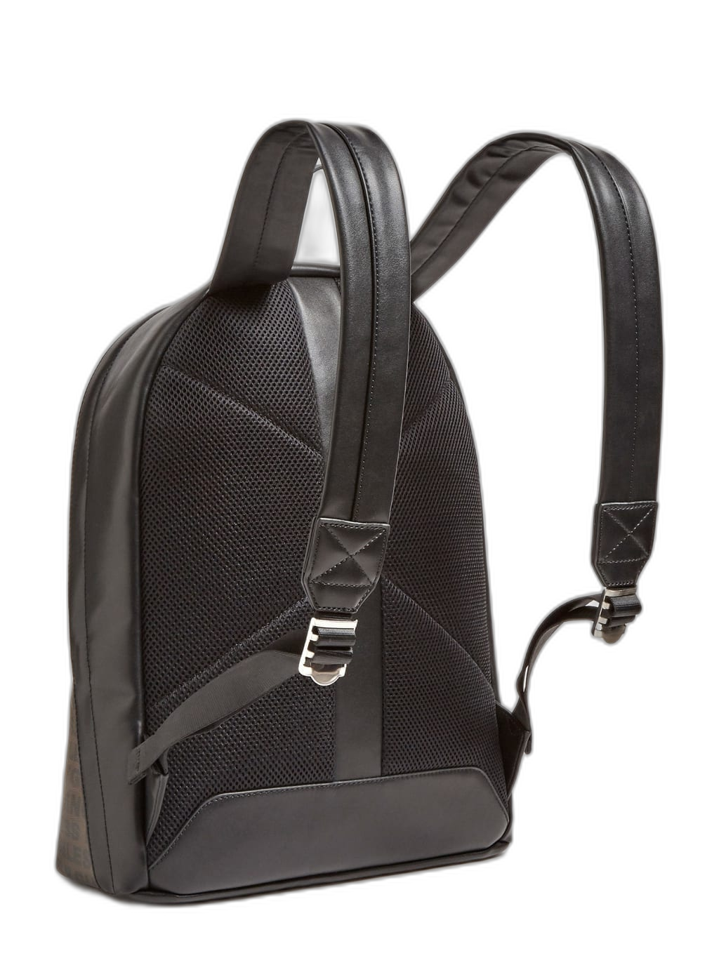Guess, Dan, Synthetic Leather, Textile Backpack, Black/Brown, For Men