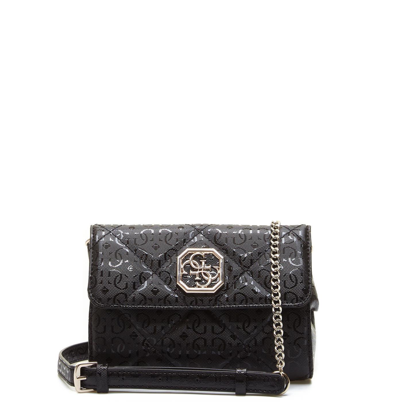 Guess, Dilla Mini Convertible Xbody, Textile Bag, Belt, Black, For Women, 18x13x6 cm.