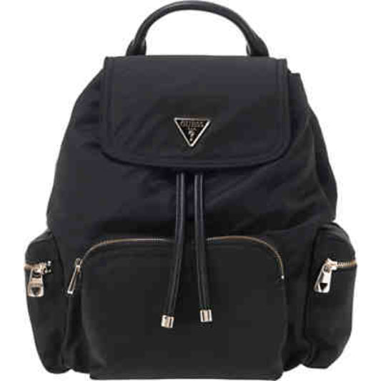 Guess Gemma Black Sac à dos en textile de luxe pour femmes Sac de créateur