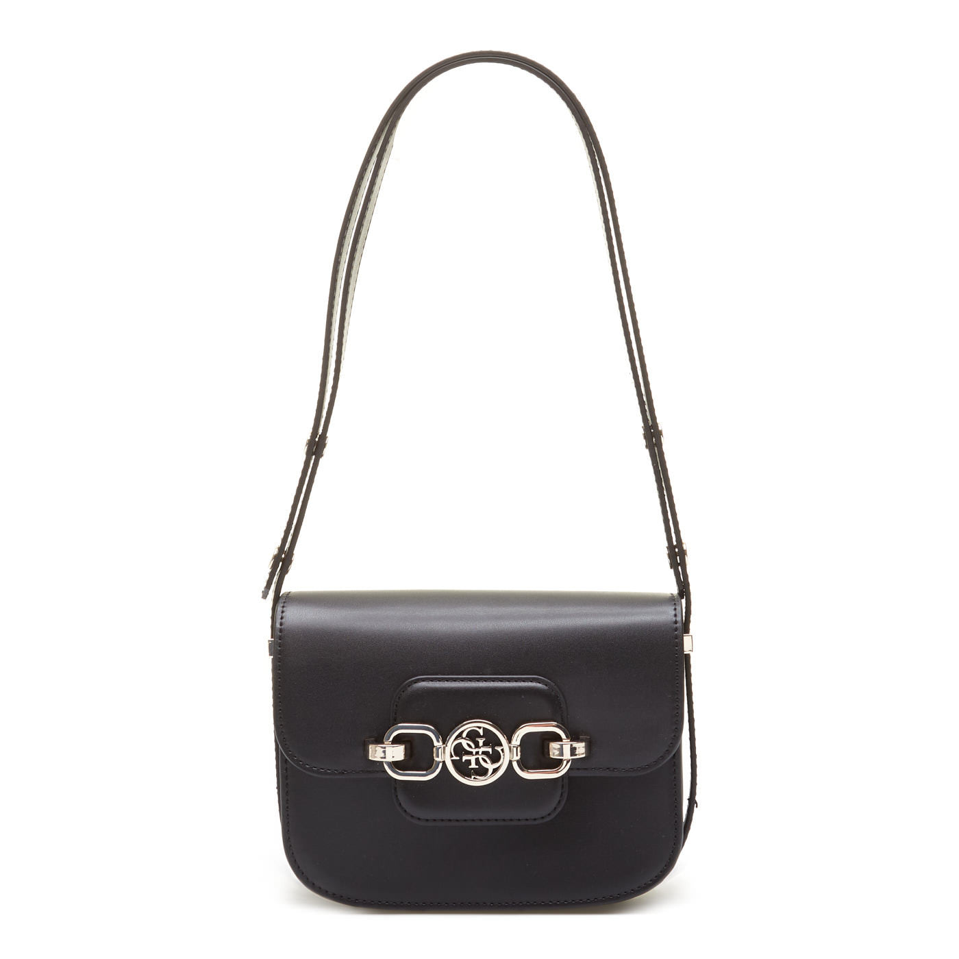 Guess Hensely Convertible Crossbody Flap Bag – Luxuriöse schwarze Handtasche für Damen