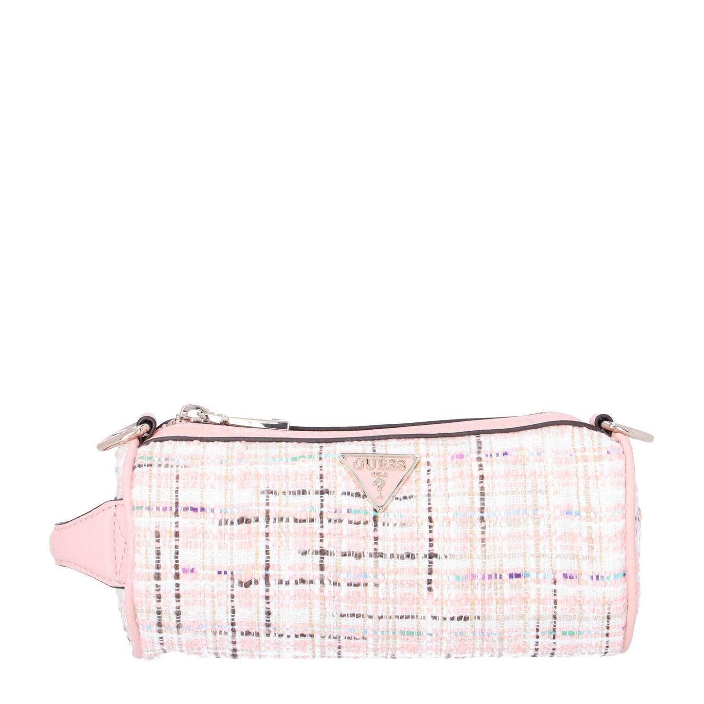Guess, Manhattan, Polyester, Shoulder Bag, Textile Crossbody Bag, Pink Tweed, For Women