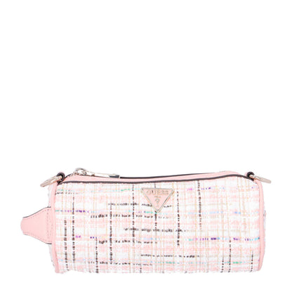 Guess, Manhattan, Polyester, Shoulder Bag, Textile Crossbody Bag, Pink Tweed, For Women