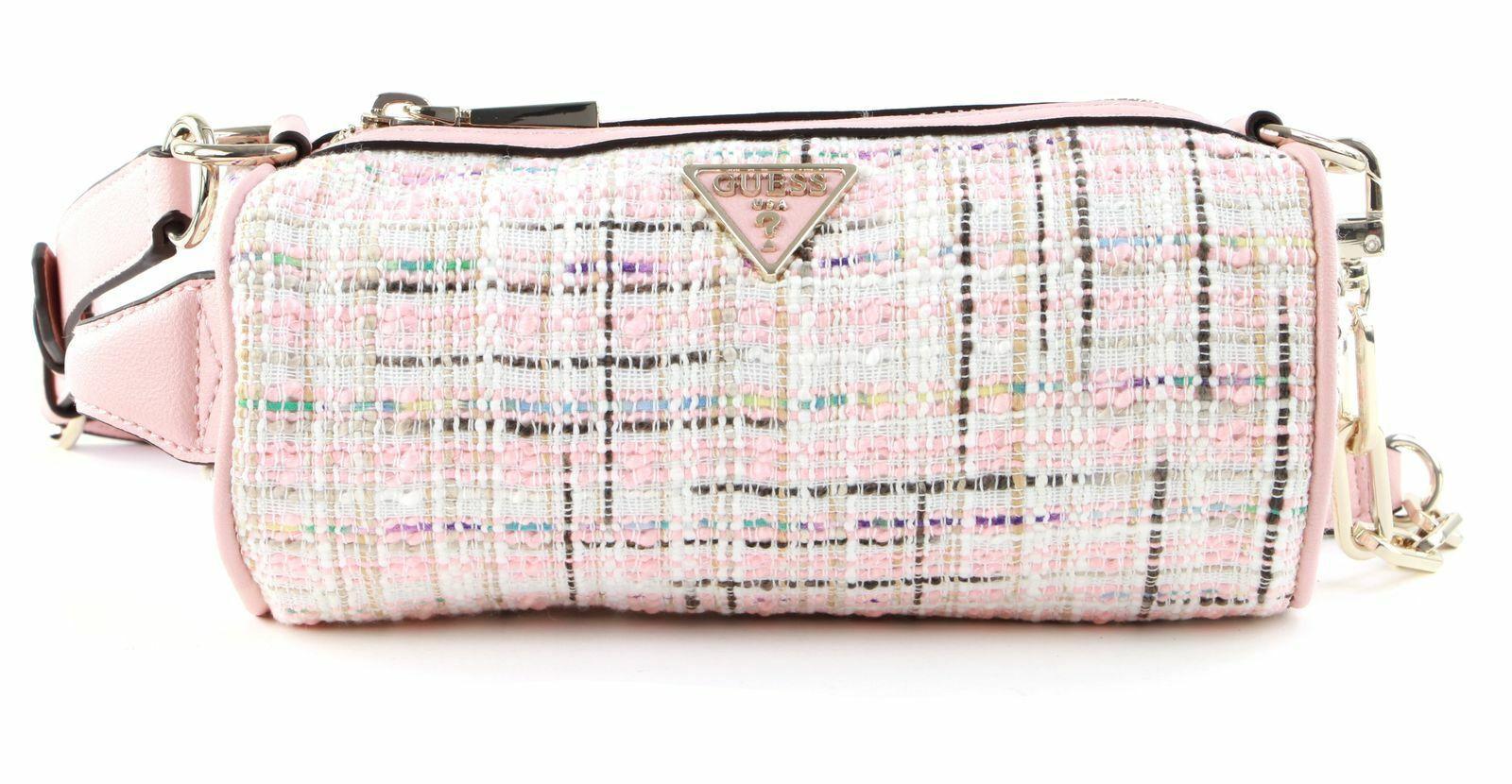 Guess, Manhattan, Polyester, Shoulder Bag, Textile Crossbody Bag, Pink Tweed, For Women.