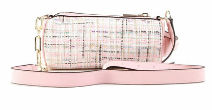 Guess, Manhattan, Polyester, Shoulder Bag, Textile Crossbody Bag, Pink Tweed, For Women