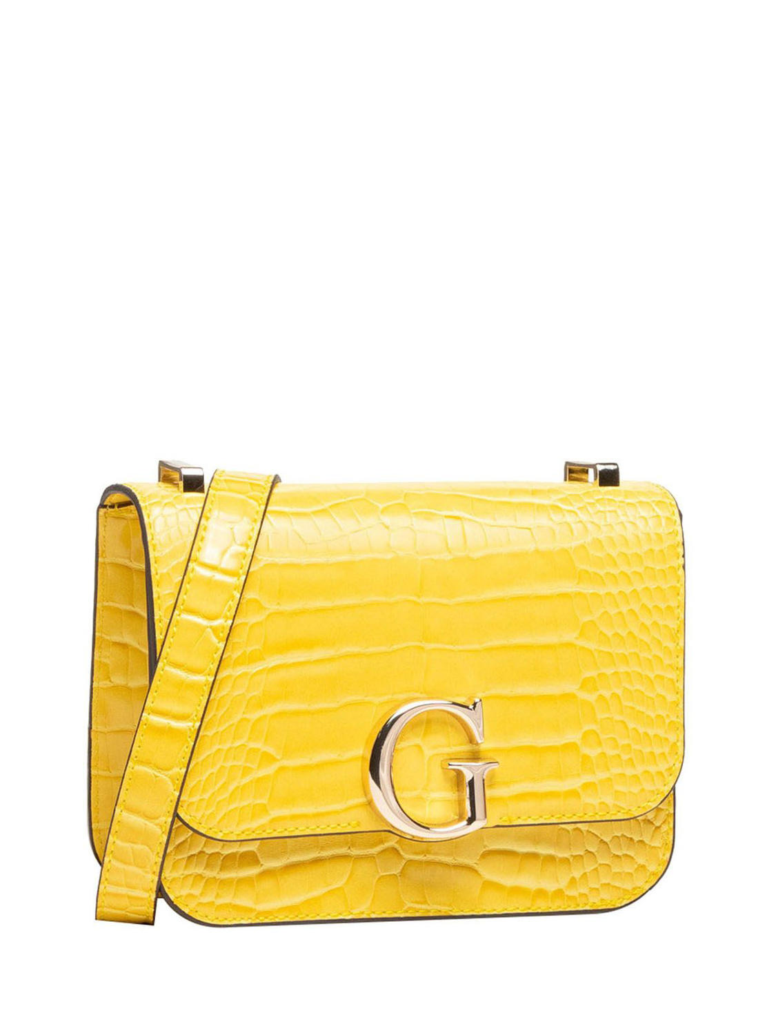 Guess, Corily, Sac Bandoulière en Textile, Jaune, 18.5 x 14.5 x 7 cm, Pour Femme