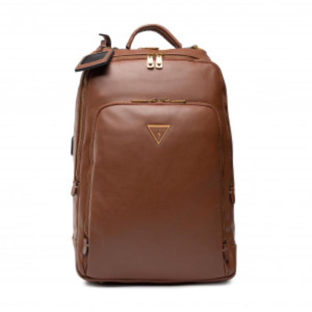 Guess Scala Men's Backpack Brown Synthetic Leather 27.5x42.5x13cm.