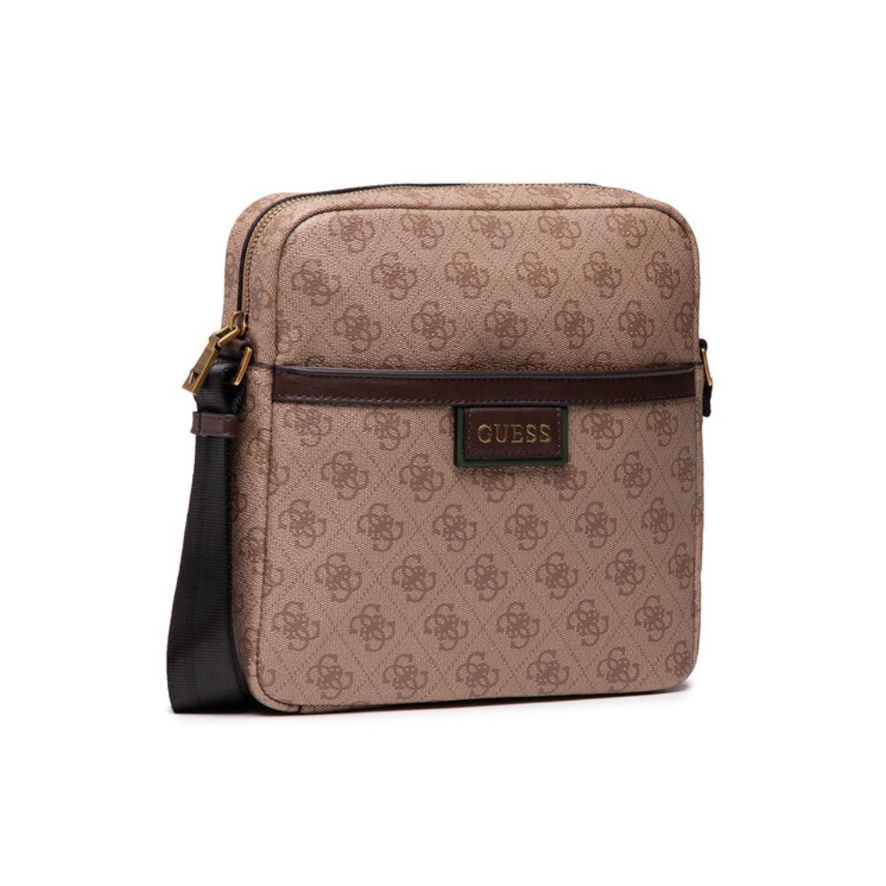 Guess, Vezzola, Document Holder, Textile Crossbody Bag, Brown, For Women