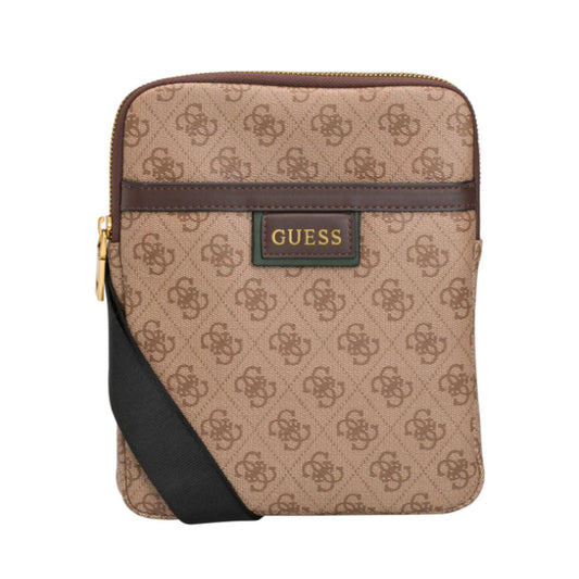 Guess, Vezzola, Textile Crossbody Bag, Brown, 19 x 24 x 2cm, For Men.