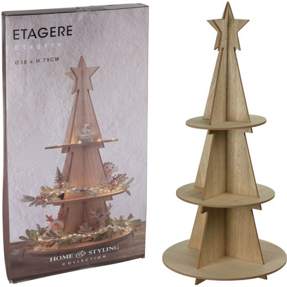 Kerst Etagere Hout - 79 Cm - Afanaya