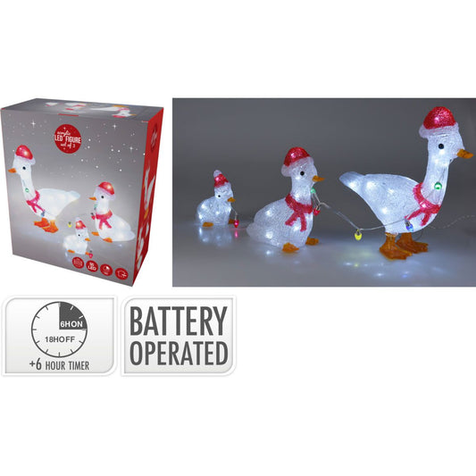 Kerstfiguur Acryl - Eenden - Led - Set Van 3 - Afanaya