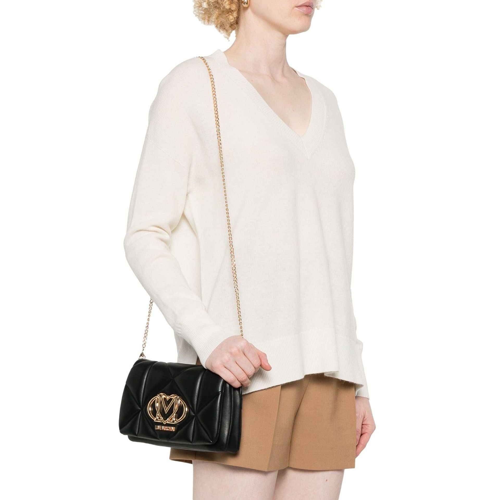 Love Moschino Sacs Bandouliere Crossbody Bag With Wooden Shelf Accent And Stylish Design.