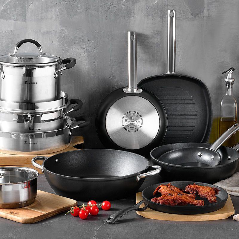 Masterpro Wok Pan Turbo – 28 cm Induction Compatible, Forged Aluminium.
