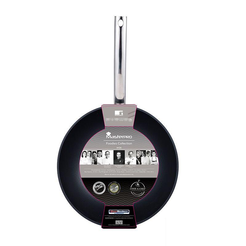 Masterpro Wok Pan Turbo – 28 cm Induction Compatible, Forged Aluminium.