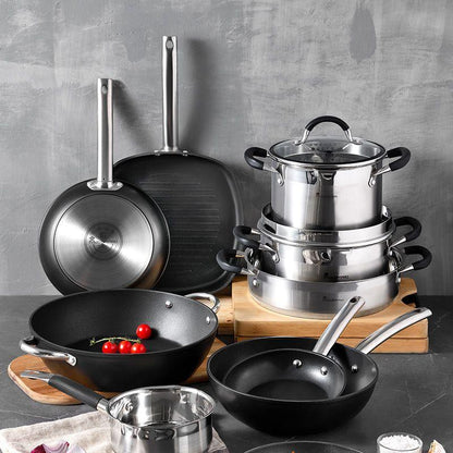 Masterpro Wok Pan Turbo – 28 cm Induction Compatible, Forged Aluminium.