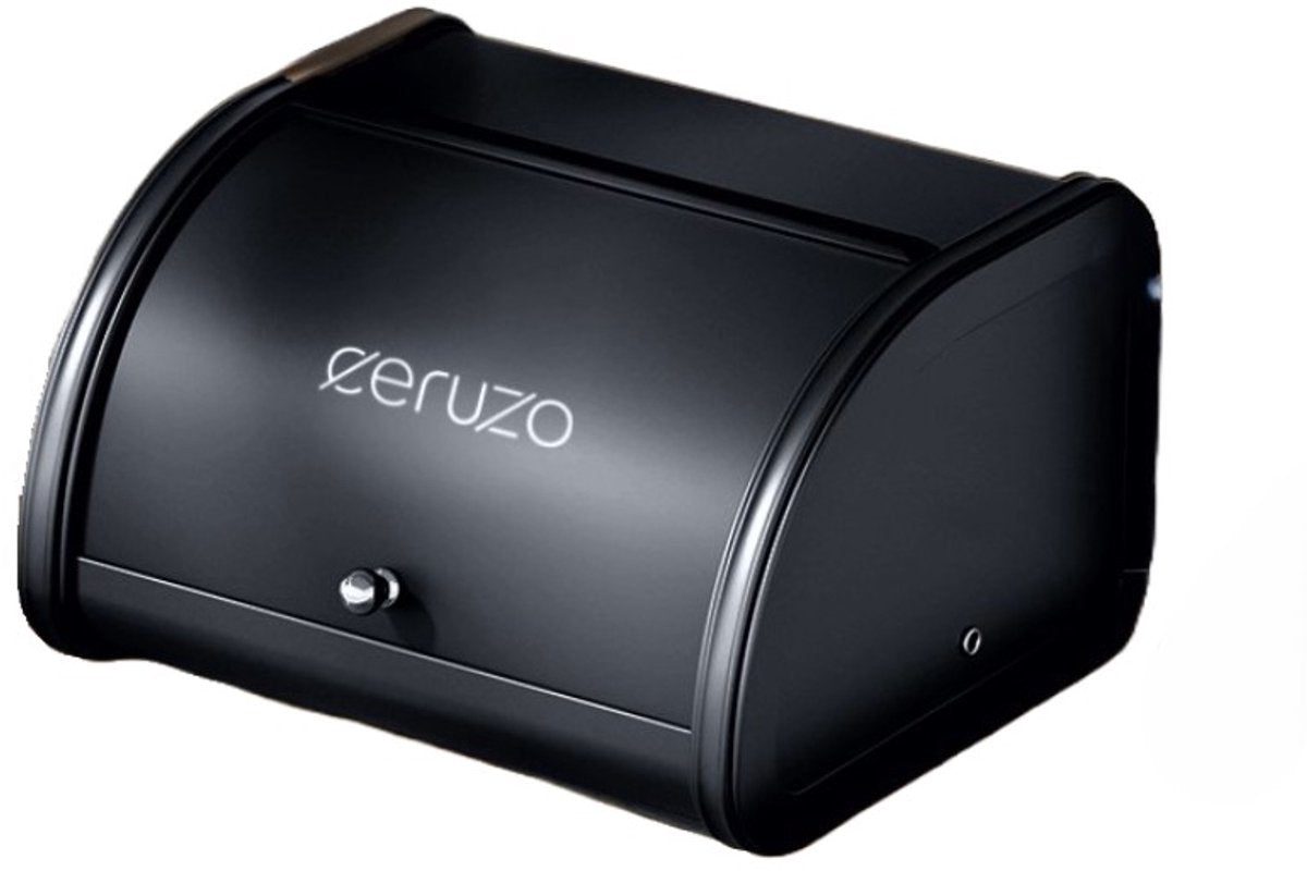 Matte Black Bread Bin With Sliding Lid Modern Kitchen Storage - 25 cm - Afanaya