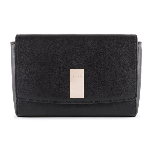 Piquadro Dafne Leather Handbag with RFID Protection Black for Women | 19cm.