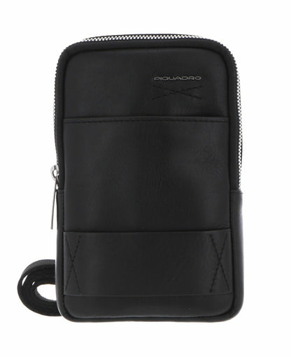 Piquadro, Obidos, Leather Crossbody Bag, Black, For Men
