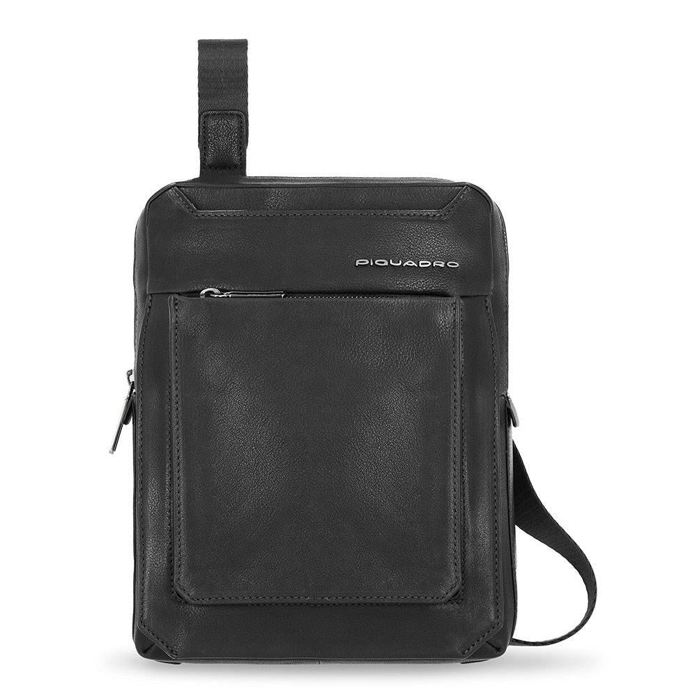 Piquadro Tallin Men's Leather Crossbody Bag iPad Sleeve Black CA1816W108.