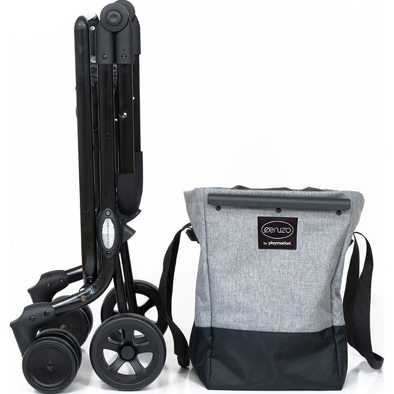 Playmarket Easy Go Shopping Trolley Foldable Cart Black - Green - Afanaya