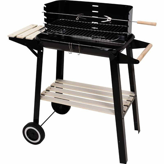 Portable Mobile Barbecue Grill Outdoor Charcoal BBQ with Wheels for Garden & Terrace - Afanaya