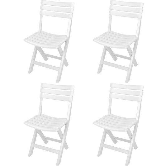 Progarden 4 Komodo Foldable Garden Chairs White Plastic PP 78 Cm High 120 Kg Capacity.