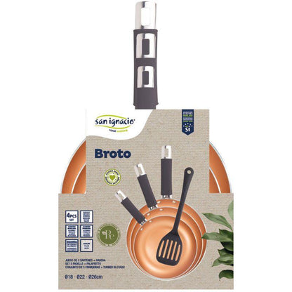 San Ignacio Broto Nonstick Frying Pan Set – 3 Pans with Spatula.