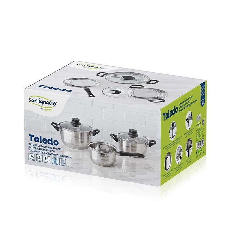 San Ignacio Toledo 5-Piece Stainless Steel Cookware Set With Lids For Starter Student Or Camping.