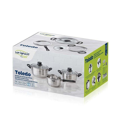San Ignacio Toledo 5-Piece Stainless Steel Cookware Set With Lids For Starter Student Or Camping.