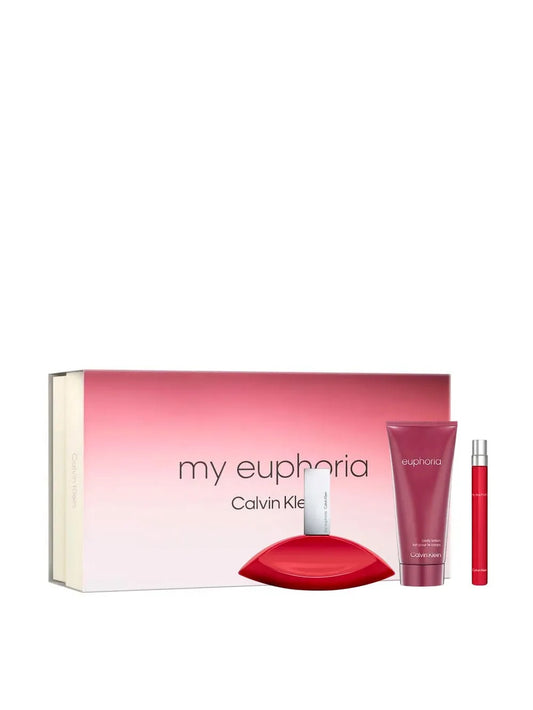 Coffret Calvin Klein : My Euphoria, Eau De Parfum, Pour Femme, 100 ml + My Euphoria, Eau De Parfum, Pour Femme, 10 ml + My Euphoria, Lait Hydratant Pour Le Corps, 100 ml