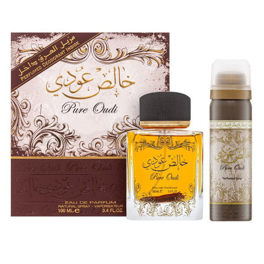 Lattafa Pure Oudi EDP 100ml + Deodorant Spray 50ml Geschenkset Unisex