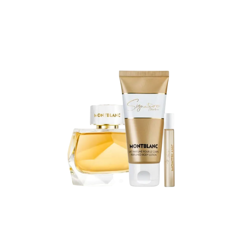 Coffret Montblanc : Signature Absolue, Eau De Parfum, Pour Femme, 90 ml + Signature Absolue, Eau De Parfum, Pour Femme, 7,5 ml *Miniature + Signature Absolue, Lait Corps, Pour Tout Le Corps, 100 ml