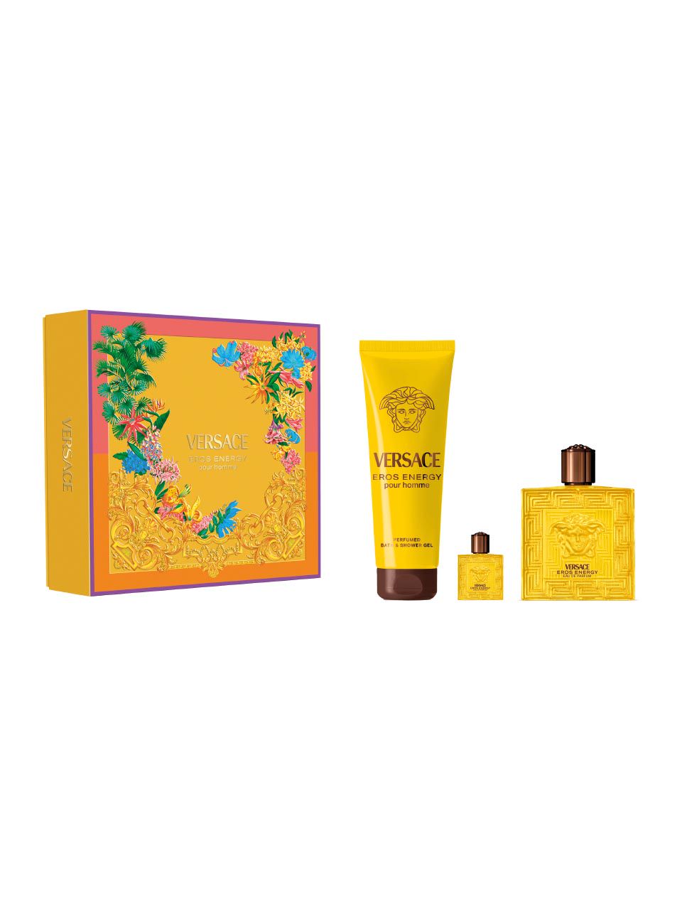 Set Versace : Eros Energy, Eau De Parfum, Pour Homme, 100 ml + Eros Energy, Eau De Parfum, Pour Homme, 5 ml + Eros Energy, Gel Douche, 150 ml