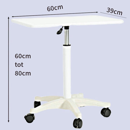 Side Table Classics Adjustable Gas Spring Table Height - White - Afanaya