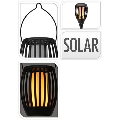 Solar Garden Lamp Torch Black – LED Flame Effect Outdoor Light – 3 - in - 1 Spike Decorative Waterproof Lamp - Afanaya