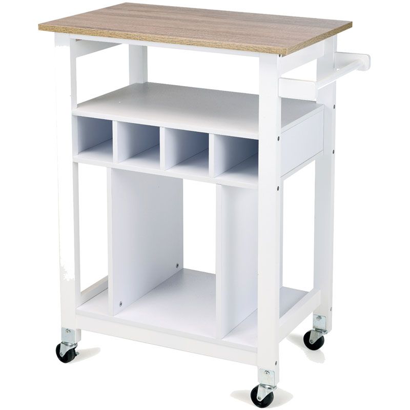 Stylish Kitchen Trolley Modern Rolling Storage Cart with Shelves & Drawer - Afanaya