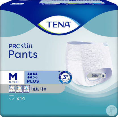 TENA Pants Plus Taille M – 56 Sous-vêtements jetables unisexes pour incontinence (paquet de 4 × 14)