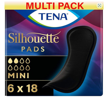 TENA Silhouette Noir Mini Panty liner black 6 Pack of 18 - Afanaya