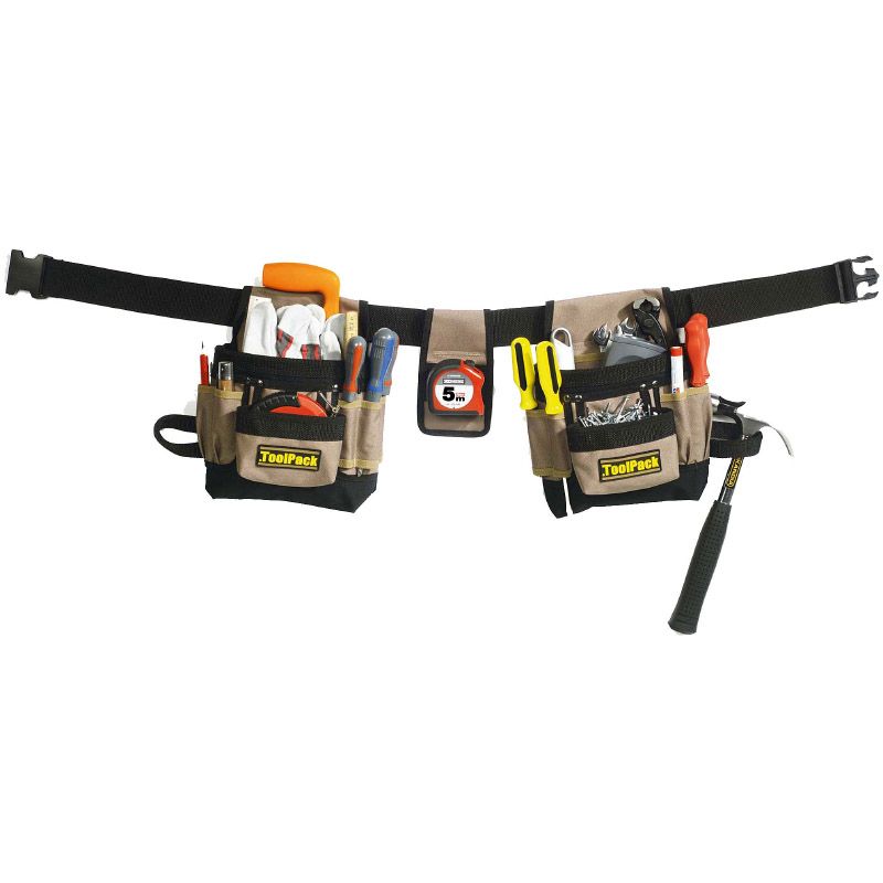 ToolPack Tool Belt with 2 Pockets Heavy Duty Work Belt for Tools & Accessories - Afanaya
