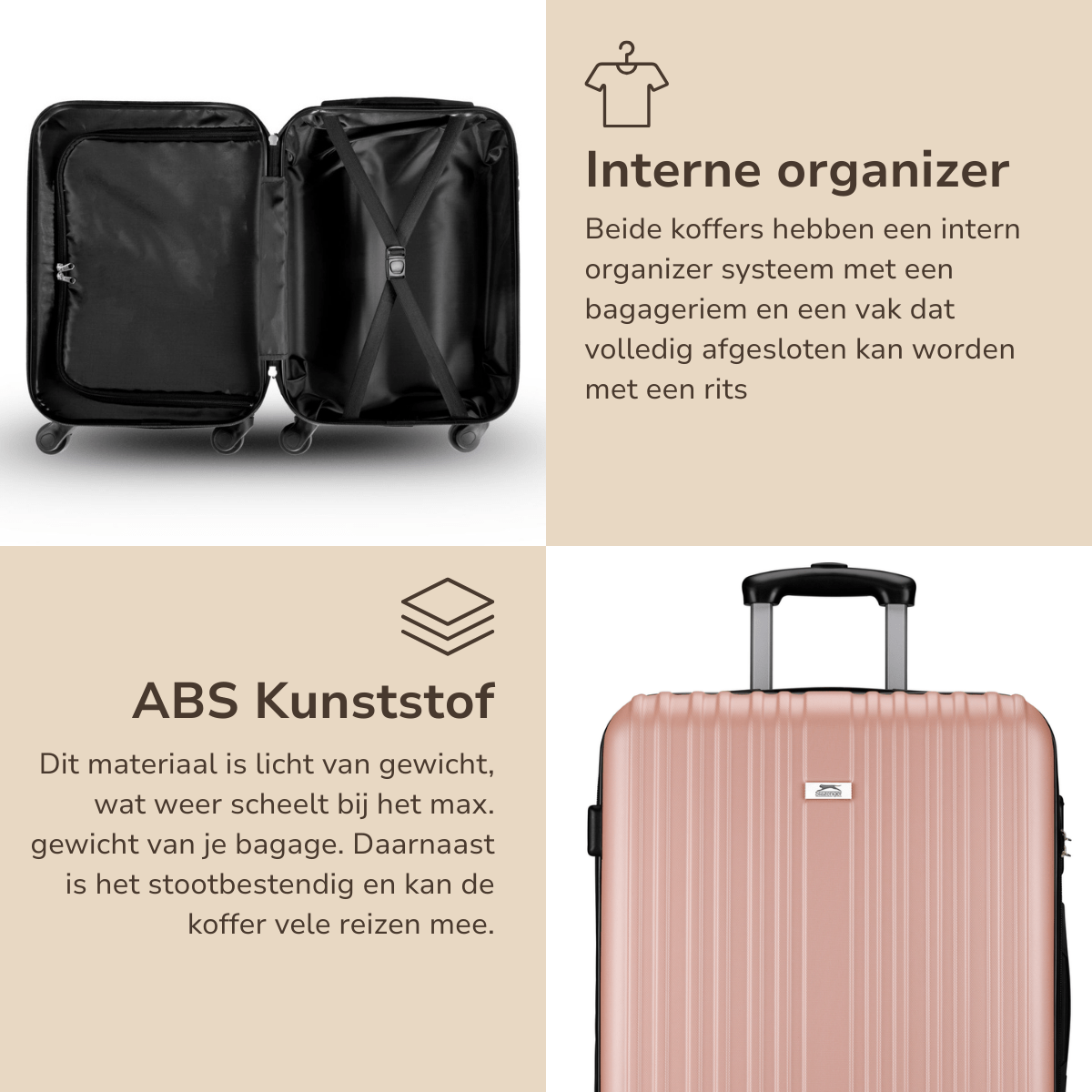 Trolley Set 2Pc Rose Gold - Afanaya