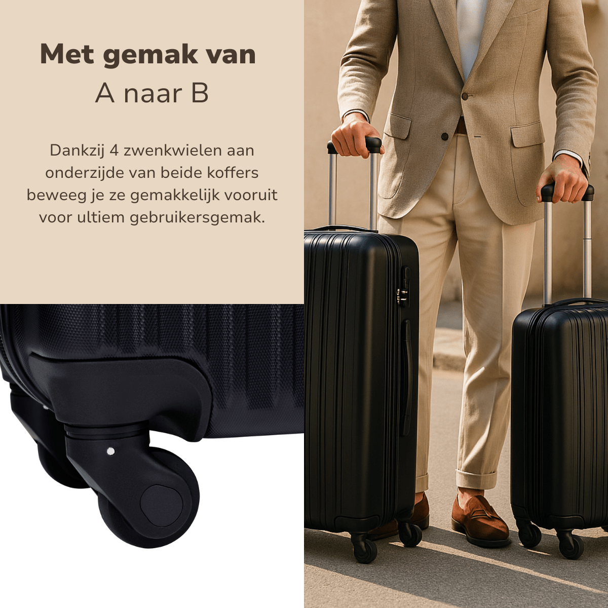 Trolley Set 2Pcs Black - Afanaya