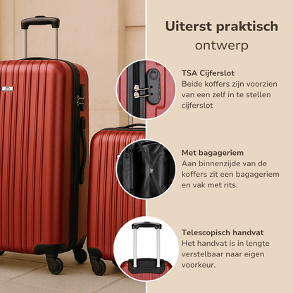 Trolley Set 2Pcs Red - Afanaya