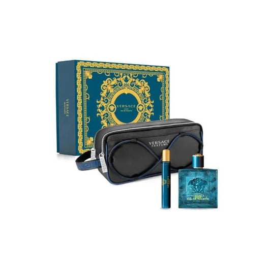 Versace Eros Pour Homme Eau De Toilette Vaporisateur 100ml Coffret 3 Produits - Afanaya