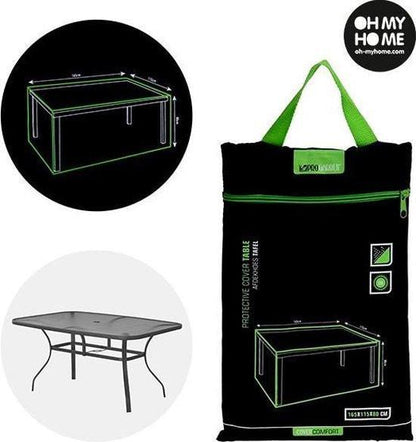 Waterproof Garden Table Cover For Outdoor Furniture Protection 165x115x80 cm UV Resistant.