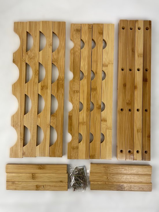 Wine Rack Natural Bamboo Ceruzo Wooden Bottle Holder Storage for 16 Wine Bottles - Afanaya